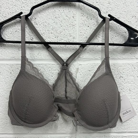 Auden Gray Lightly Lined Demi Coverage Racerback Bra (36A) - Picture 3 of 7